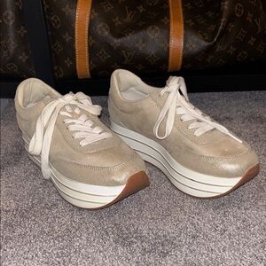 Zara Gold & Beige Platform Sneakers